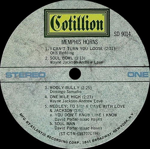 Memphis Horns : Album " Memphis Horns " Cotillion Records SD 9014 [ US ]