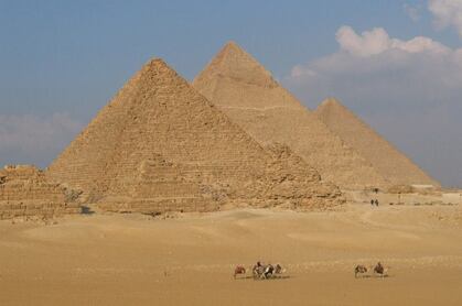 Beautiful view of the Great Pyramids in Cairo Egypt. A major Earth vortex