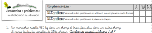 problèmes relevant de la division et de la multiplication