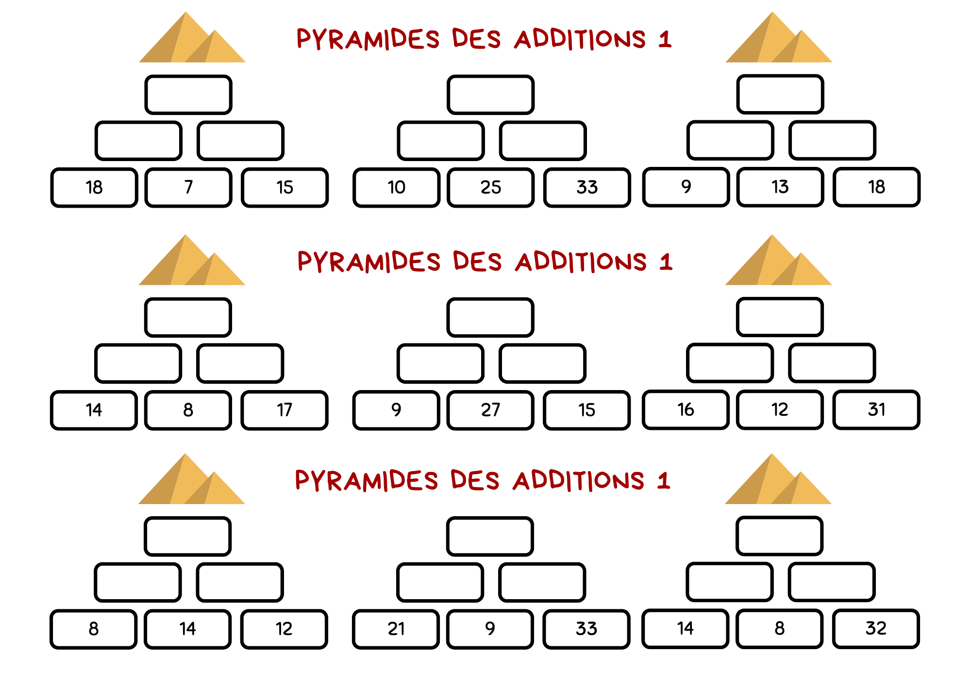 Pyramides des additions et des soustractions - maxi_prof en SEGPA