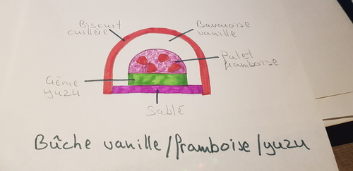 * BUCHE FRAMBOISE, YUZU ET VANILLE (C.Felder)