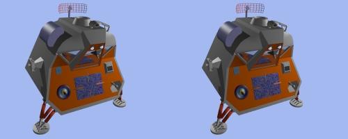 Le "space pod" vu de dessus en vue stéréo