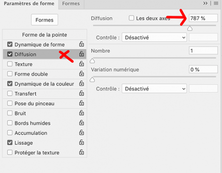 Les pinceaux et la gomme sur CC 2018