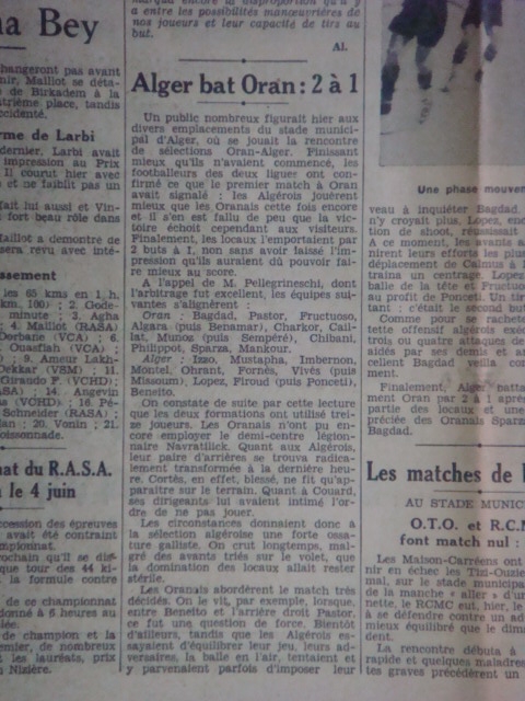 28.5.1939 Alger-Oran 2-1 avec firoud titulaire, alors que missoum rentre au cours du jeu