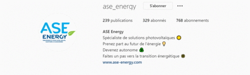 La page Instagram d' ASE Energy