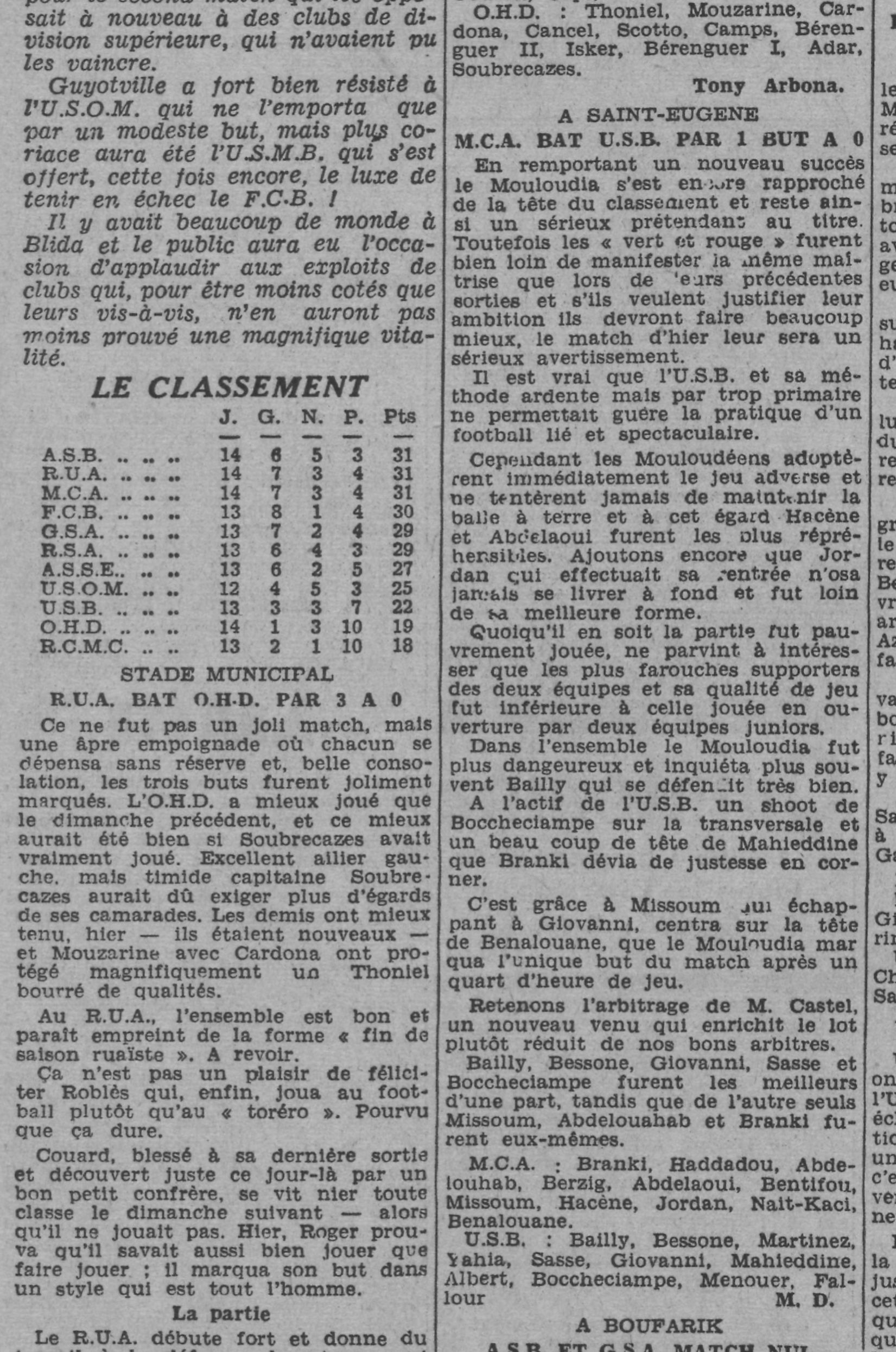 Dimanche 16.2.1941 à St Eugène MCA-USB 1-0