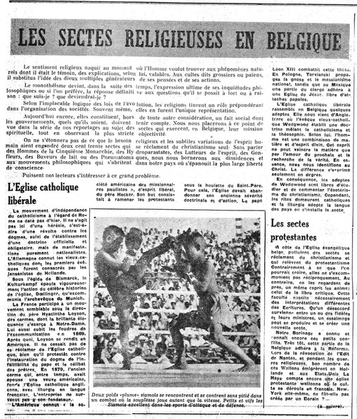 Les sectes religieuses en Belgique (La Lanterne, 3 mai 1950)(Belgicapress)