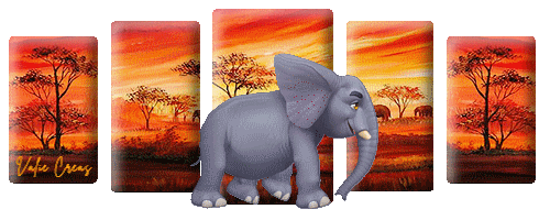 Carte éléphants 3D