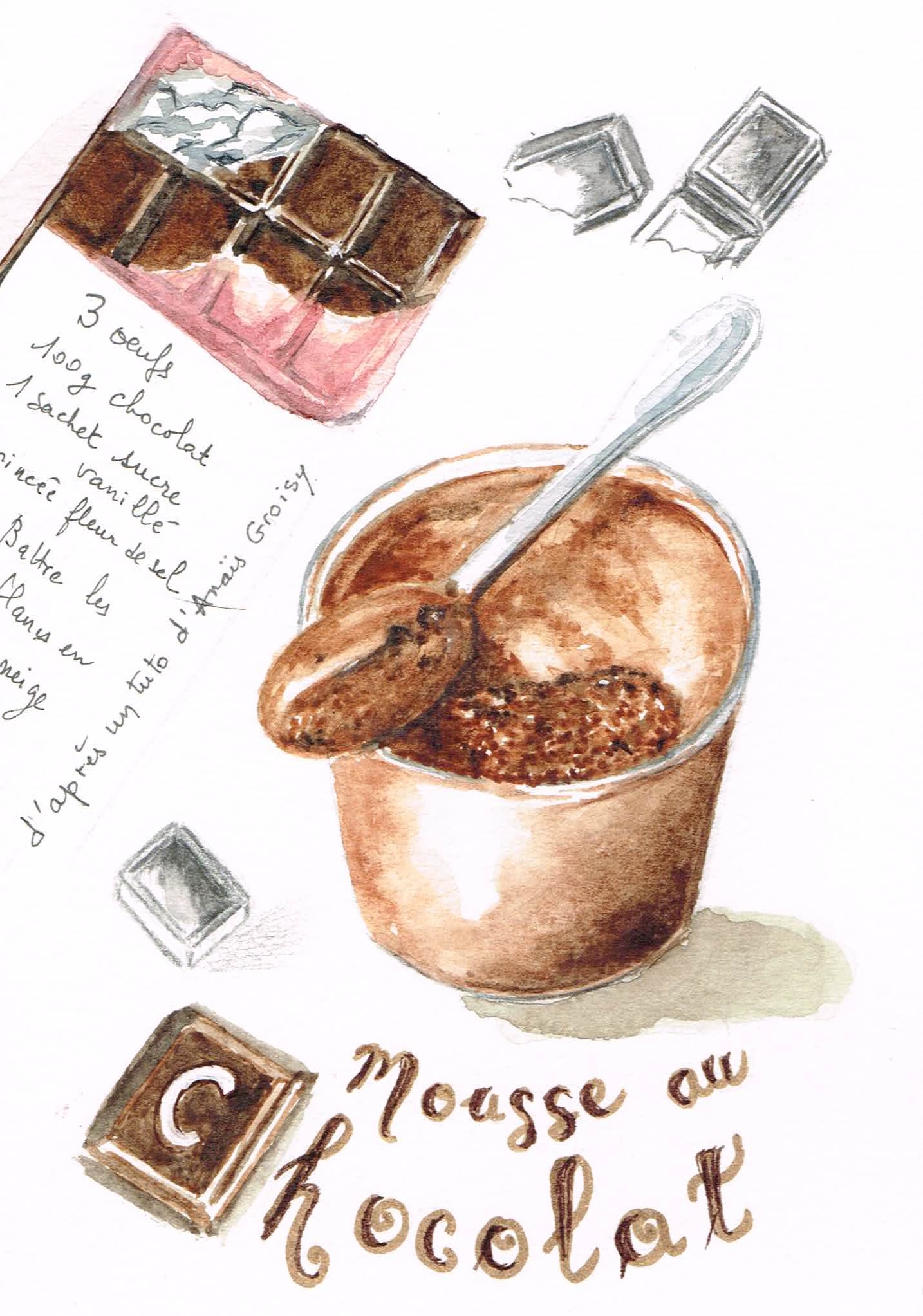 Mousse Au Chocolat En Aquarelle Bluesy