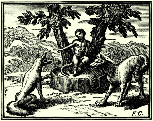 Le Loup plaidant contre le Renard par-devant le Singe (gravure tirée d’un dessin de François Chauveau