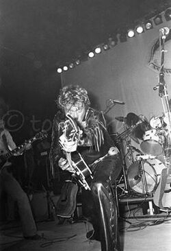 Johnny Hallyday lors de sa tournée "Night Rider Band Tour", salle de la Beaujoire à Nantes Le 29 Janvier 1981