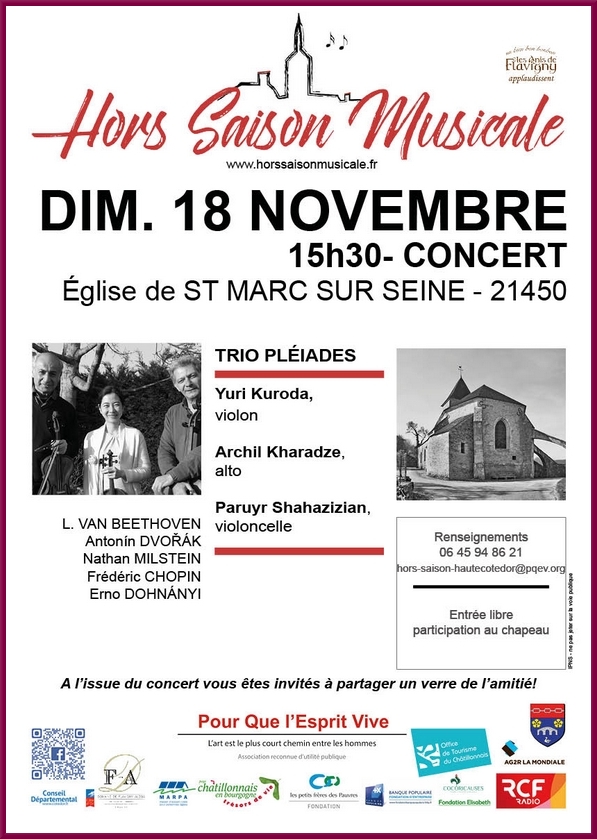 Un beau concert aura lieu dans l'église de Saint Marc sur Seine le 18 novembre