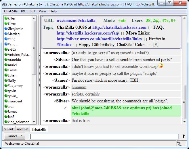 Naviguer sur IRC : simple , en français et gratuit grâce à l'addon Chatzilla de Firefox ! (MAJ)