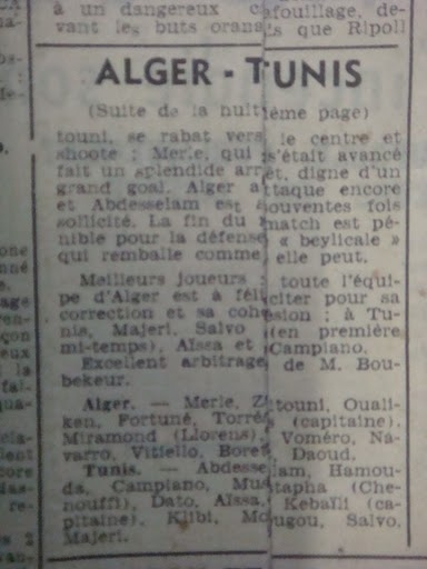 11.1951 Zitouni et Oualiken sélection d'Alger contre Tunis
