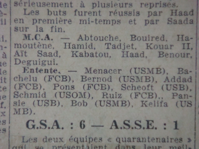 28.3.1948 Amical MCA-Entente Mitidja Blida 2-0