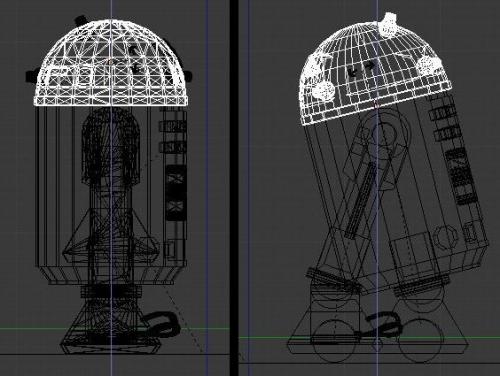 R2 en position verticale et inclinée à droite