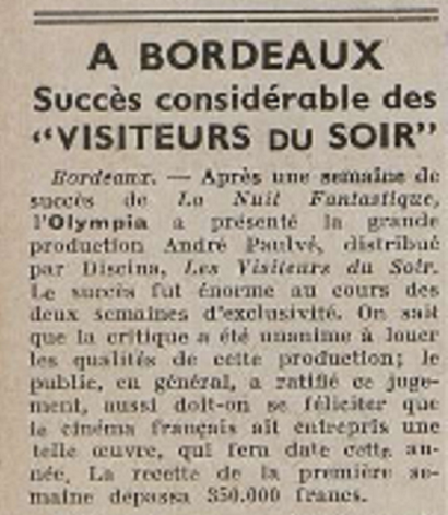 LES VISITEURS DU SOIR - 5 DECEMBRE 1942 