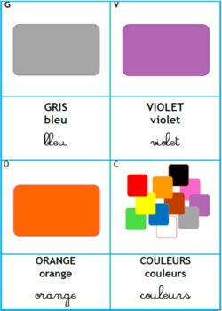 Cartes vocabulaire : les couleurs