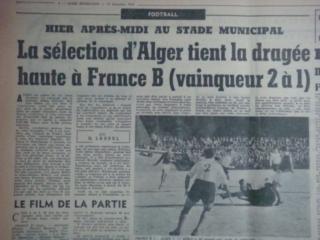 Jeudi 11.11.1954 France B-Sélection Alger 2.1