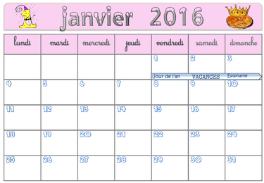 Affichage calendrier 2015 -2016 - 3 zones