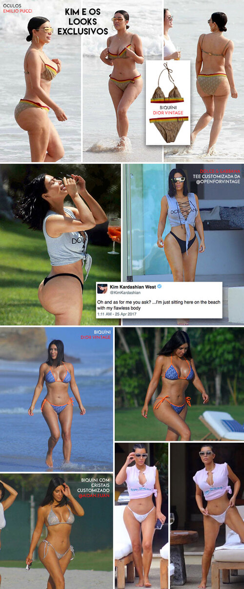 Bikini parade: os looks de Kourtney e Kim Kardashian nas férias no México!