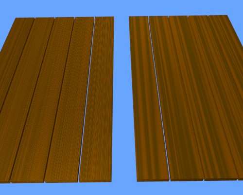 Texture procédurale et Array Modifier, sans et avec Apply