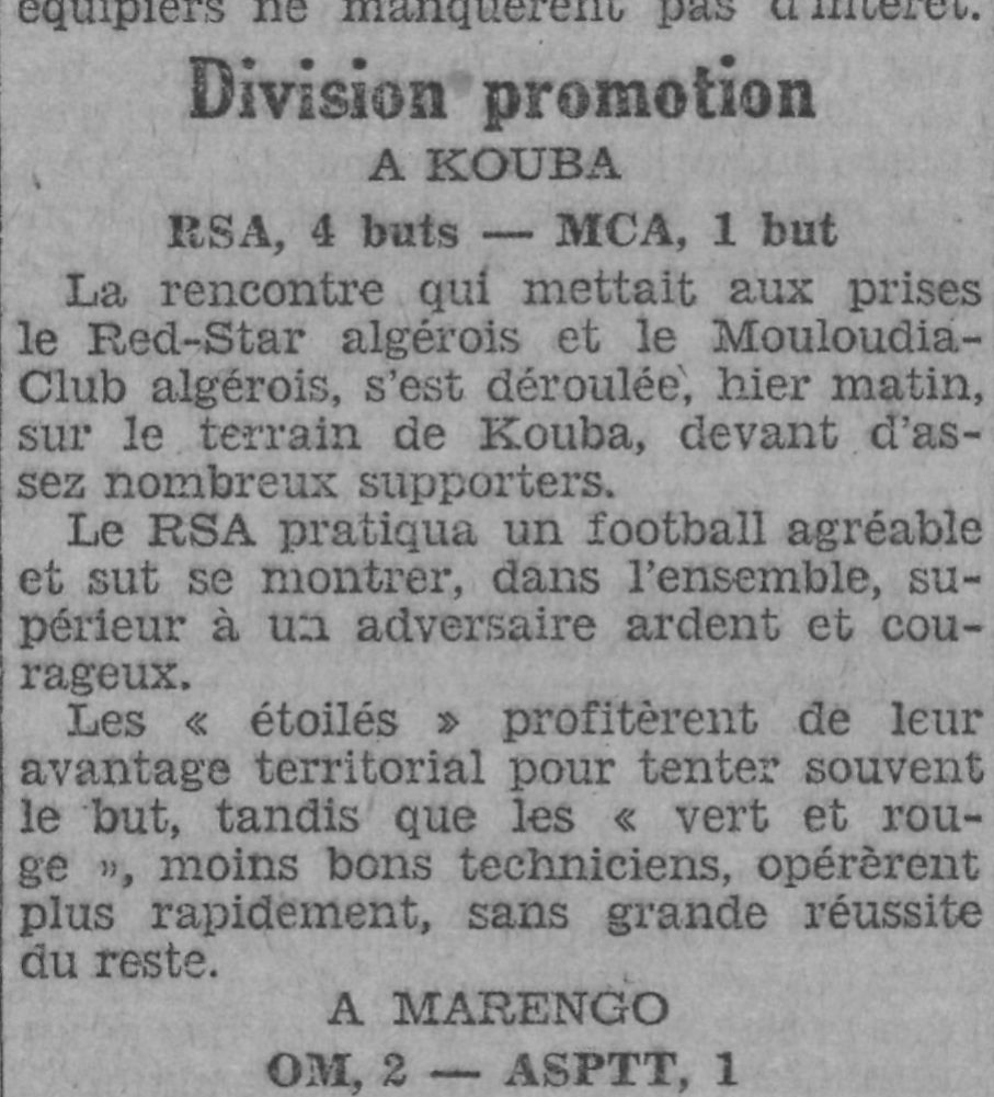 Dimanche 9.3.1930 à Kouba RSA-MCA 4-1