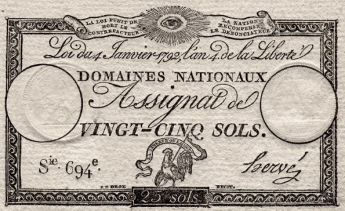 1789,Assignat de vinc cinq sols et l'oeil