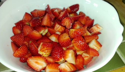 Fraises sur leur lit de mascarpone