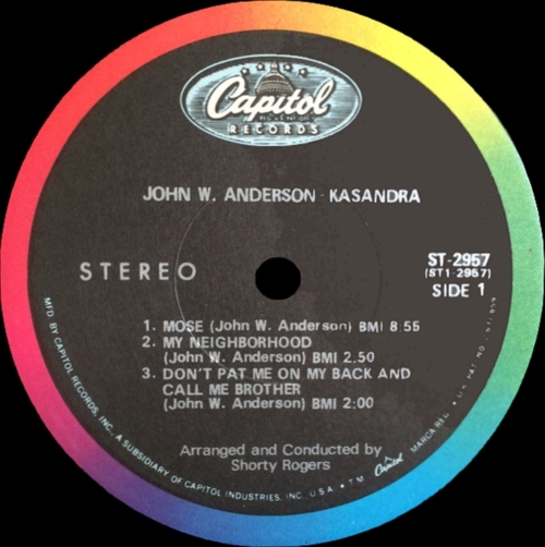 John KaSandra : " John W. Anderson Presents Kasandra " Capitol Records ST-2957 [ US ]