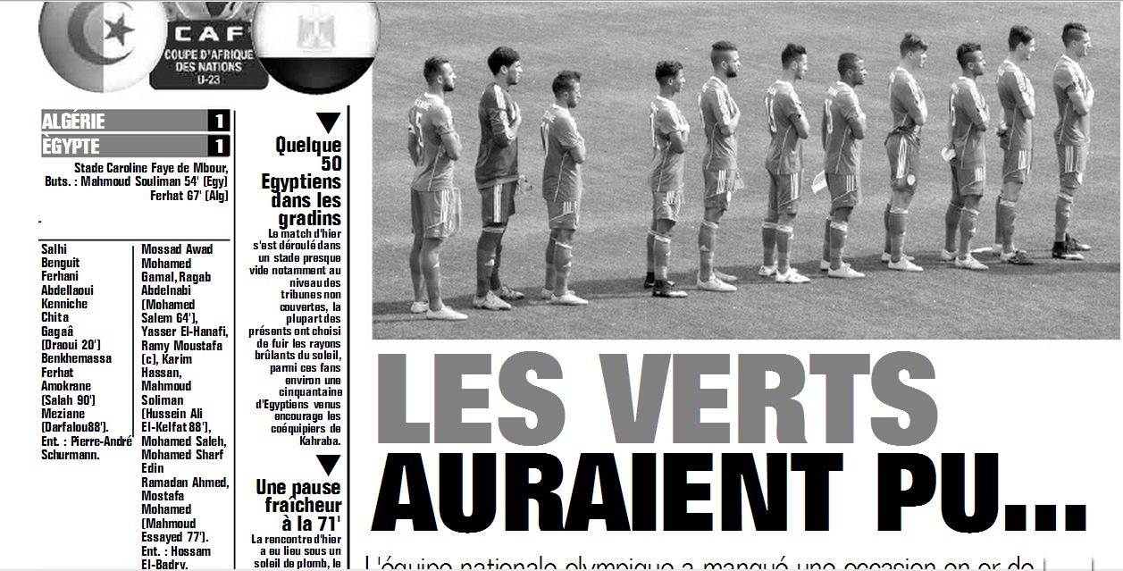 Dimanche 29.11.2015 à Mbor Sénégal CAN U23 Egypte-EN 1-1