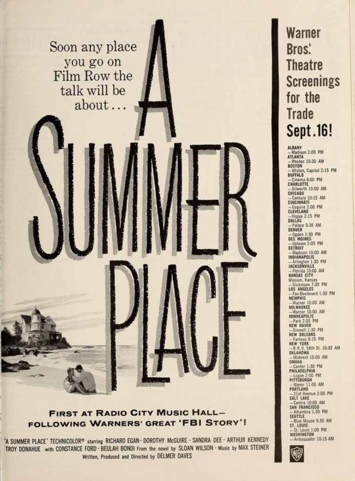 A SUMMER PLACE BOX OFFICE USA 1959