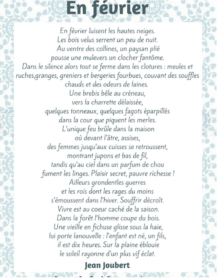 En février" poème de Jean Joubert - chezmamielucette