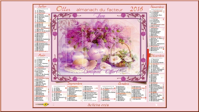 **Calendriers, fond d' écran (suite)**