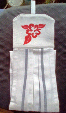 VERONIQUE torchon  " hibiscus "