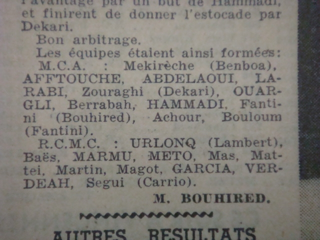 Aout-Septembre 1953 Amical MCA-RCMC 3-1