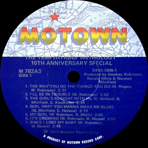 The Temptations : Album " Anthology " Motown Records M782A3 [ US ]