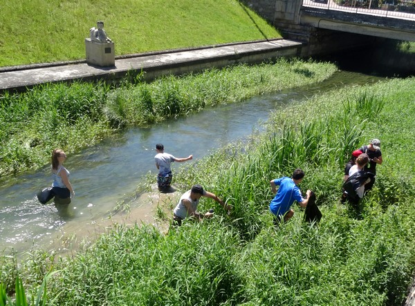Des lycéens de la Barotte ont nettoyé la Seine au centre ville de Châtillon, avec François-Xavier Louchet du  SICEC !