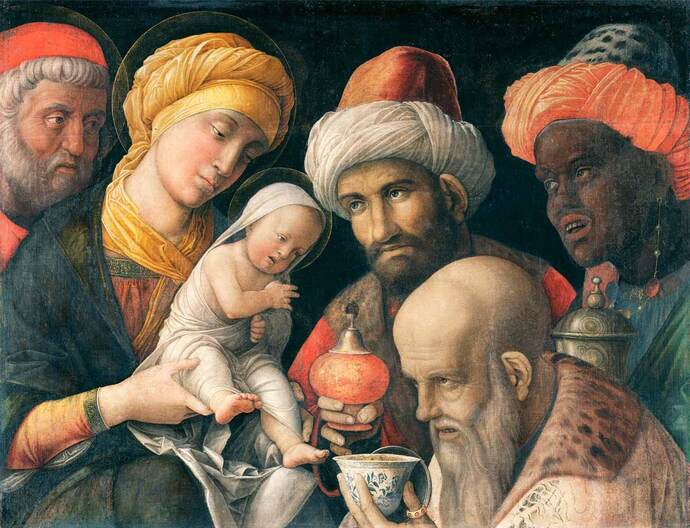 Adoration des mages, Triptyque des Offices, par Andrea Mantegna, vers 1460