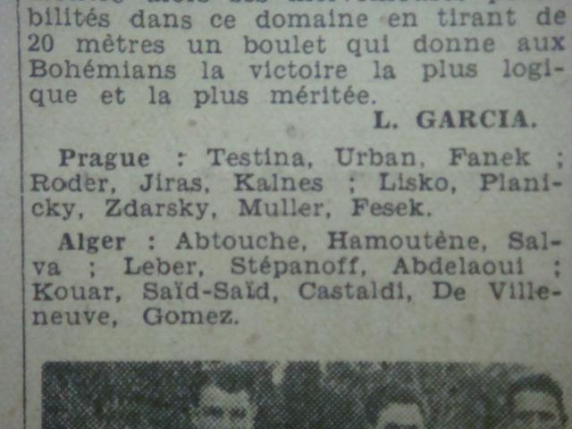 Dimanche 29.12.1946 à St Eugène Amical  Bohemians de Prague-Entente ASSE/MCA 2-1