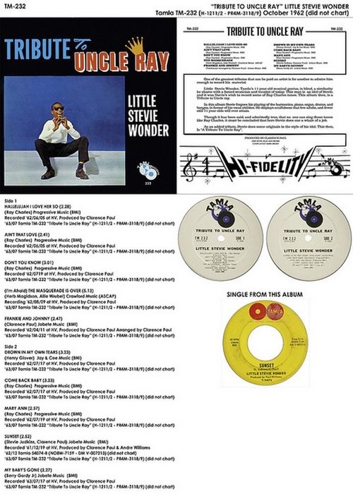 Little Stevie Wonder : Album " Tribute To Uncle Ray " Tamla Records TM 232 [ US ]