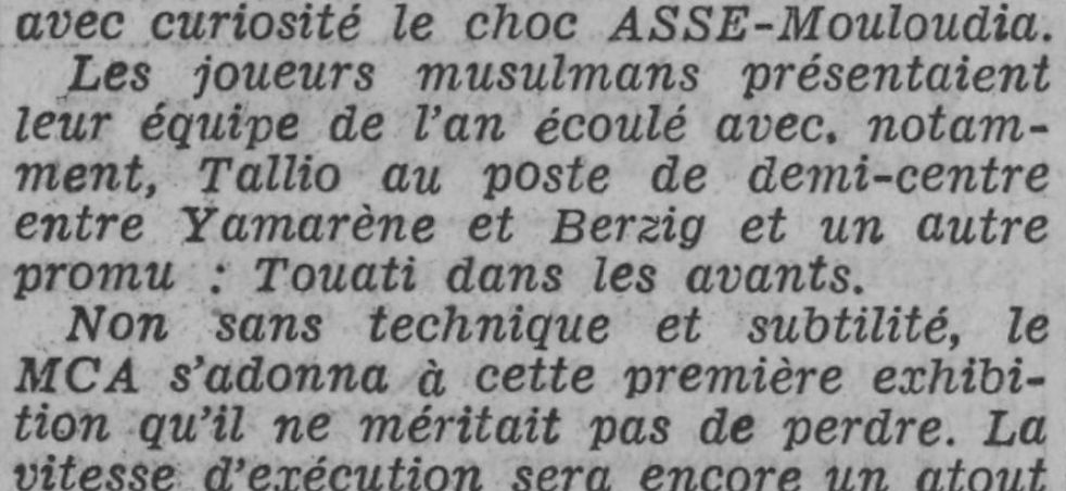 Dimanche 12.9.1937 Amical à st eugène ASSE-MCA 2-0
