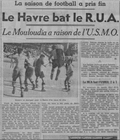 Dimanche 18.6.1939 au Municipal Amical MCA-USMO 2-1