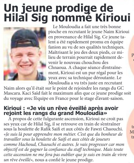 Kirioui Naim le nouveau venu