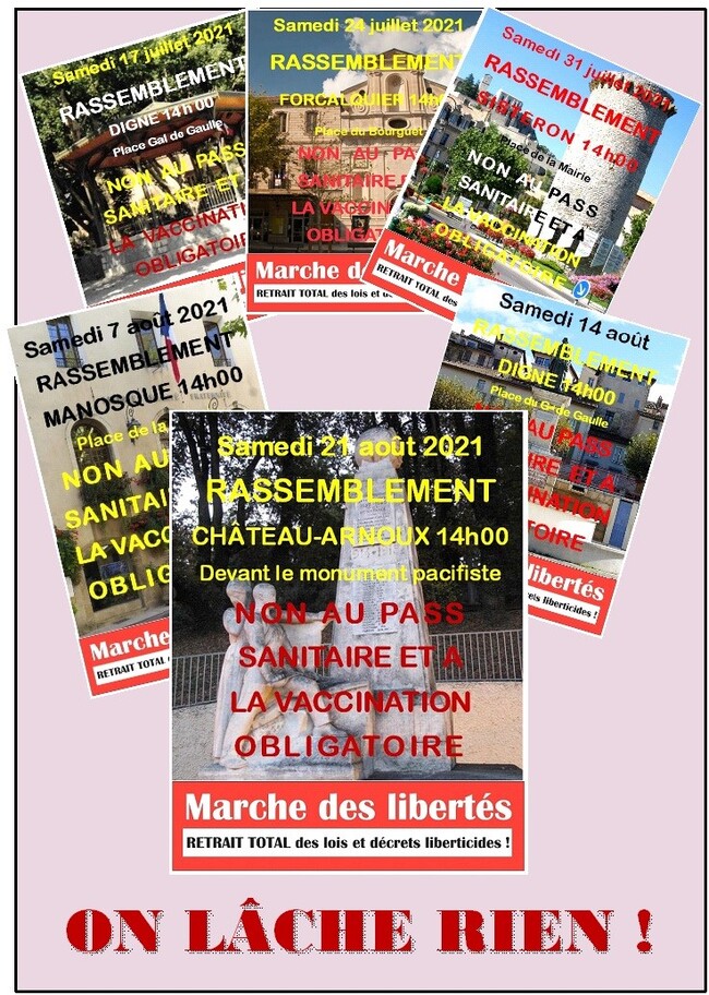 ON LÂCHE RIEN! La Libre Pensée est membre de la Coordination 04 Marche des Libertés.