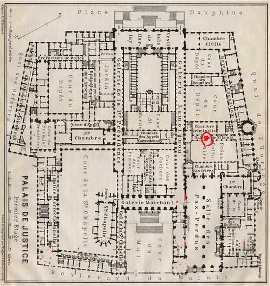 Ancien plan du Palais de Justice de l’Île de la Cité 