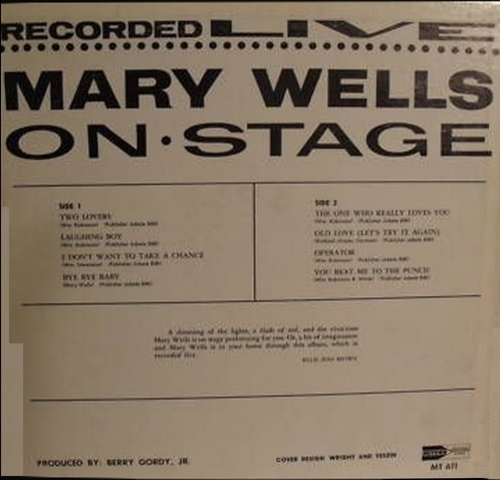 Mary Wells : Album " Recorded Live On Stage " Motown Records MT 611 [ US ]