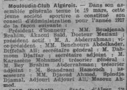 1927 Bureau du Mouloudia