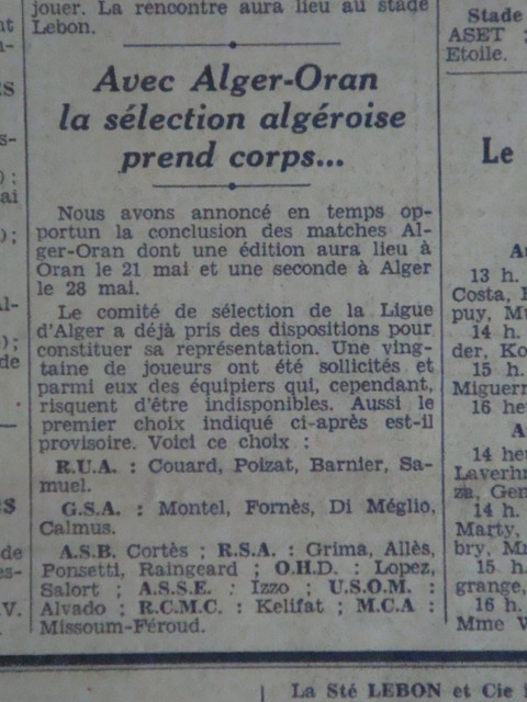 Missoum et Firoud en sélection d'Alger pour matcher Oran