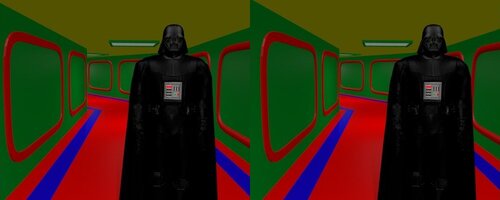 Darth Vader dans un corridor en vue stéréo